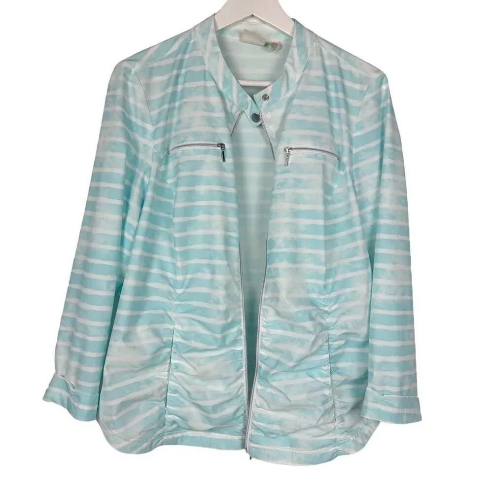 Chico's Zenergy Watercolor-Stripe Jacket size Large